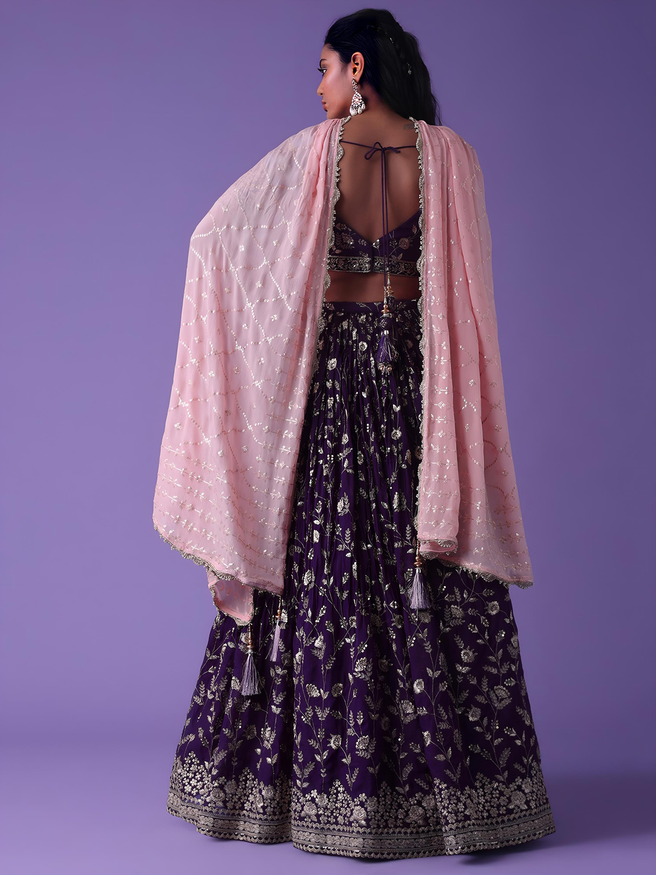 Purple Party Wear Georgette Lehenga — alternate view