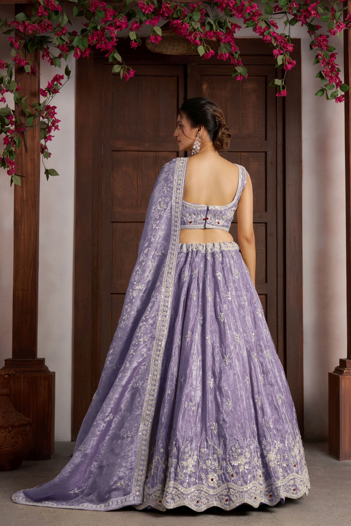 Purple Peacock Embroidered Jari Lehenga Choli — alternate view