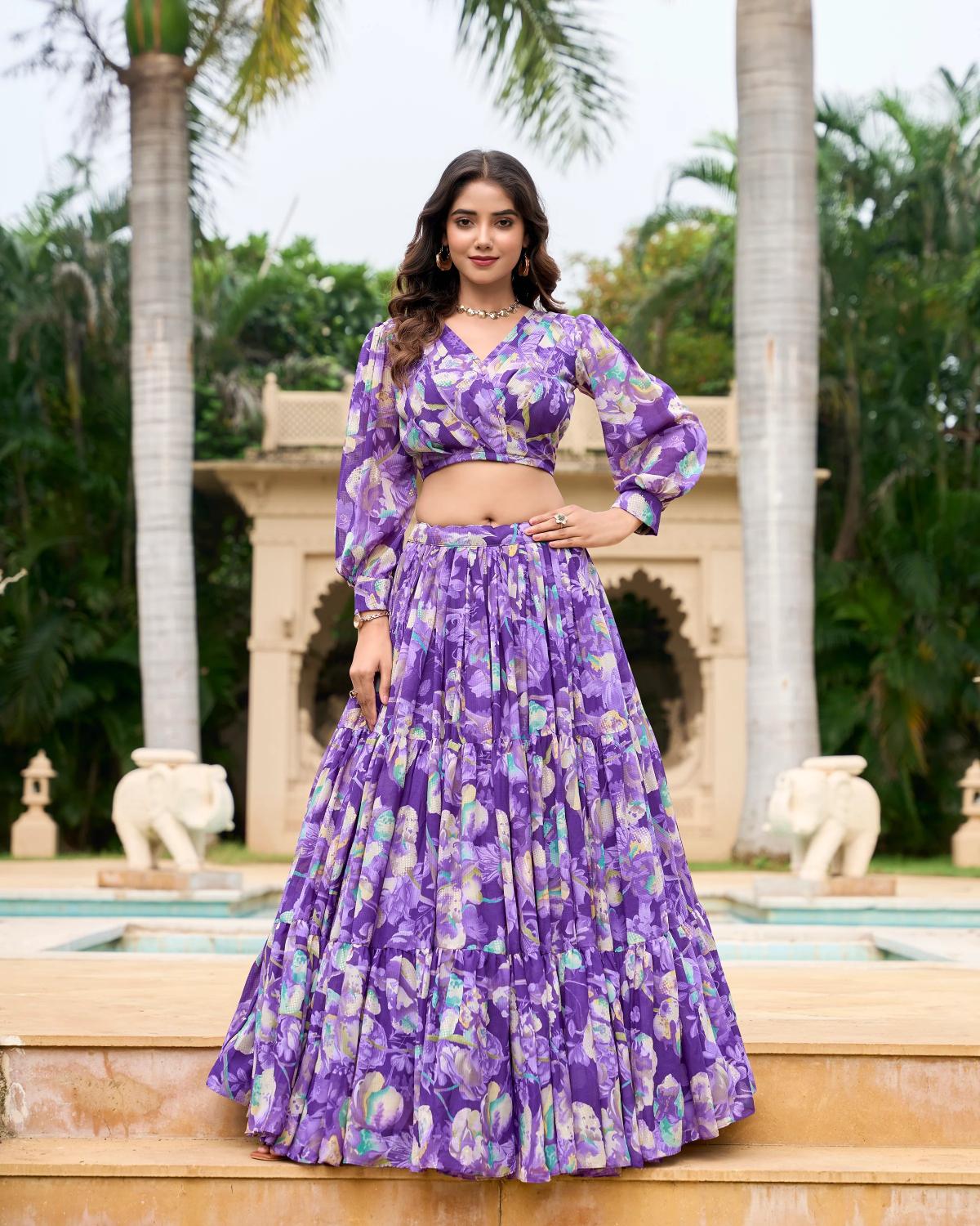 Purple Printed Lehenga