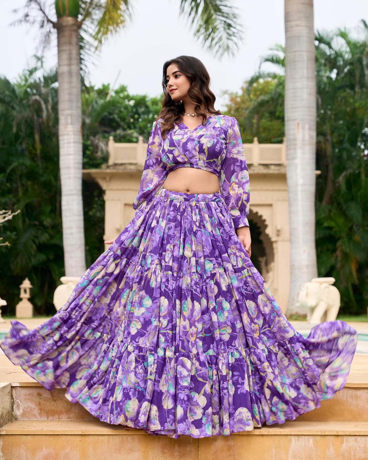 Purple Printed Lehenga
