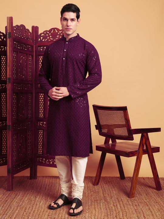 Purple Rayon Kurta Payjama