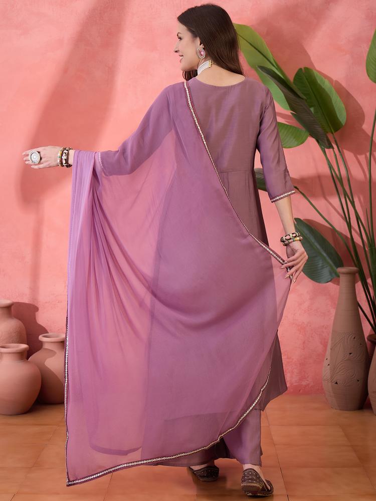 Purple Roman Silk Palazzo Suits — alternate view