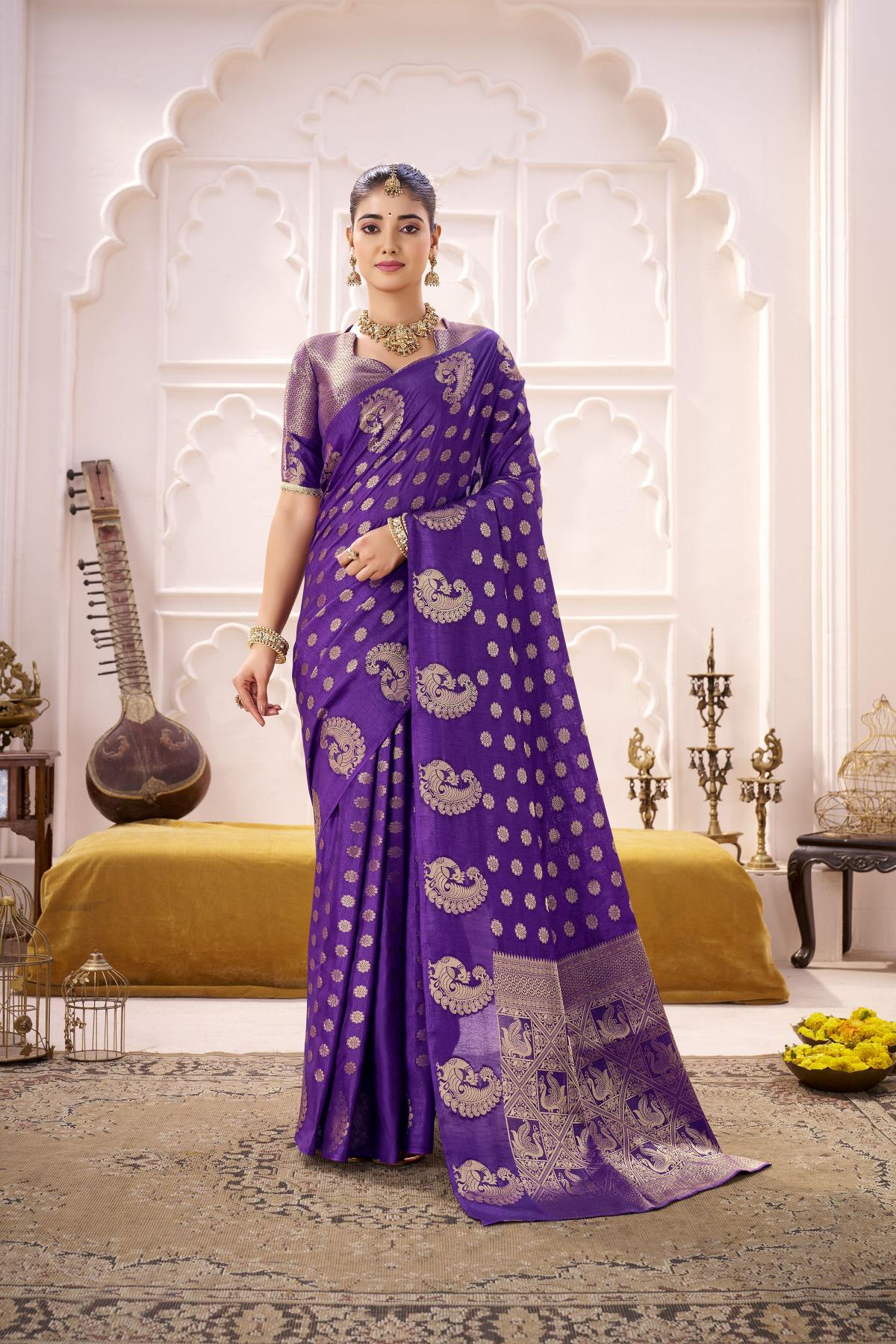 Purple Roop Silk Zari Designer Saree