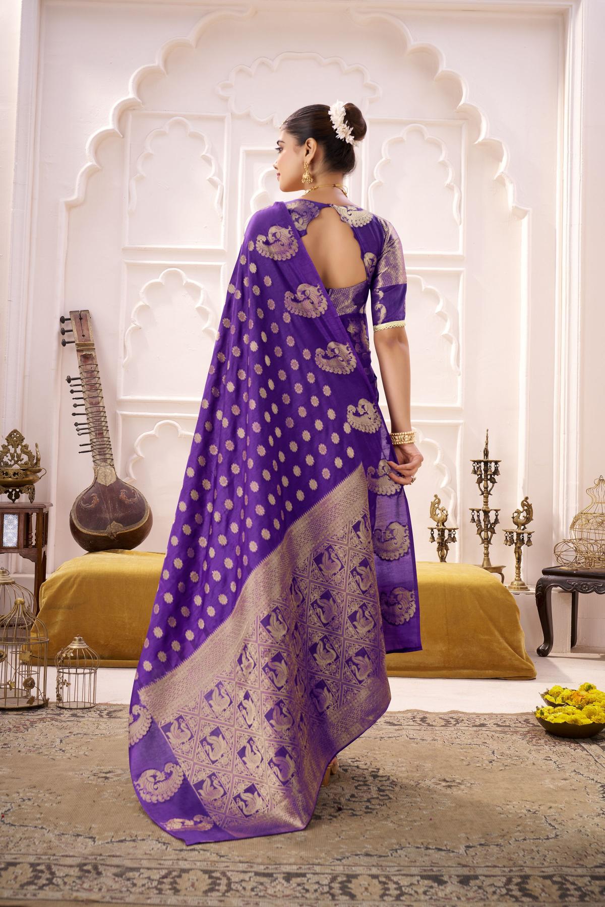 Purple Roop Silk Zari Designer Saree — alternate view