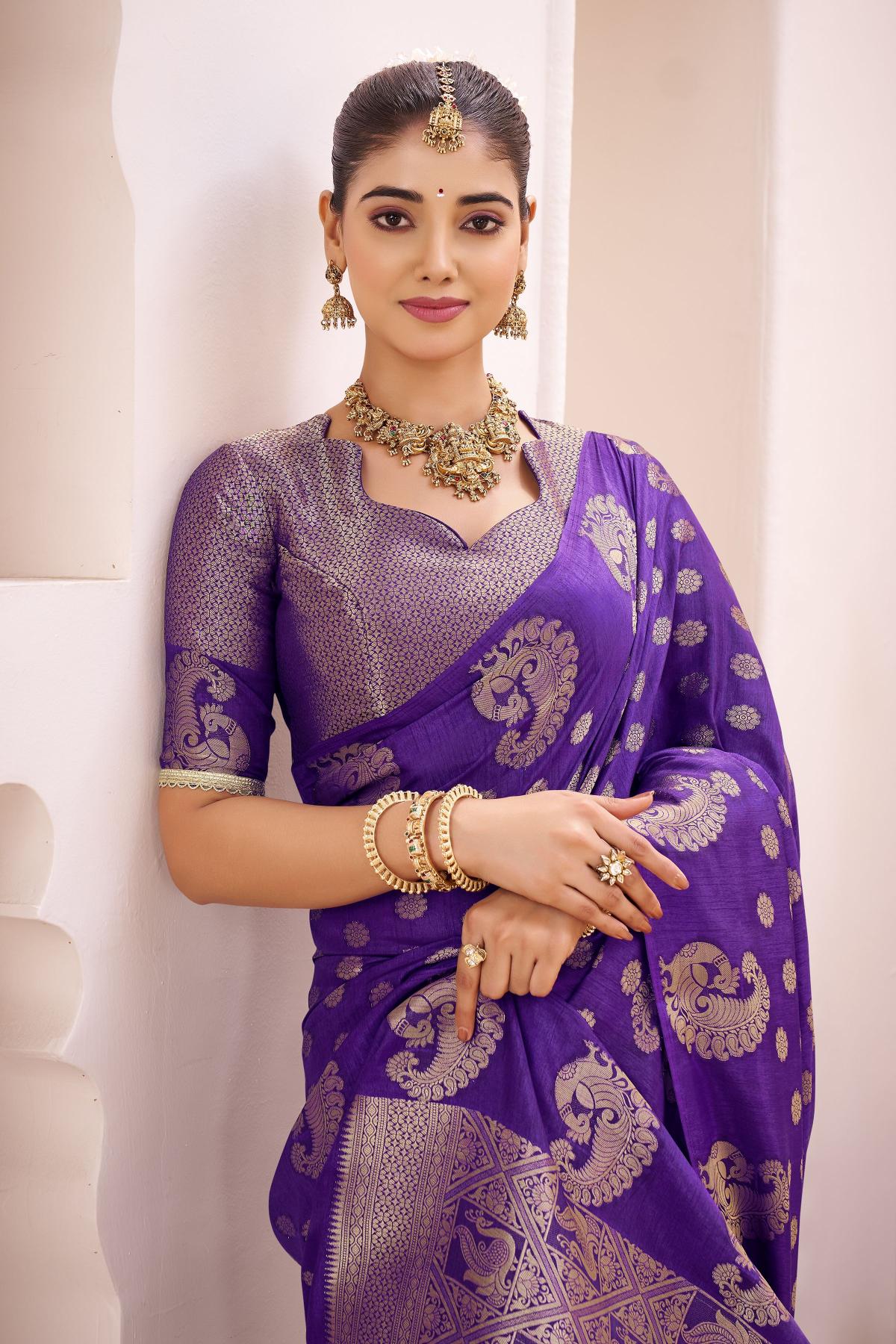 Purple Roop Silk Zari Designer Saree