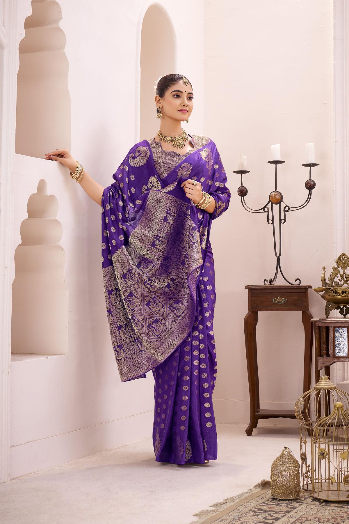 Purple Roop Silk Zari Designer Saree