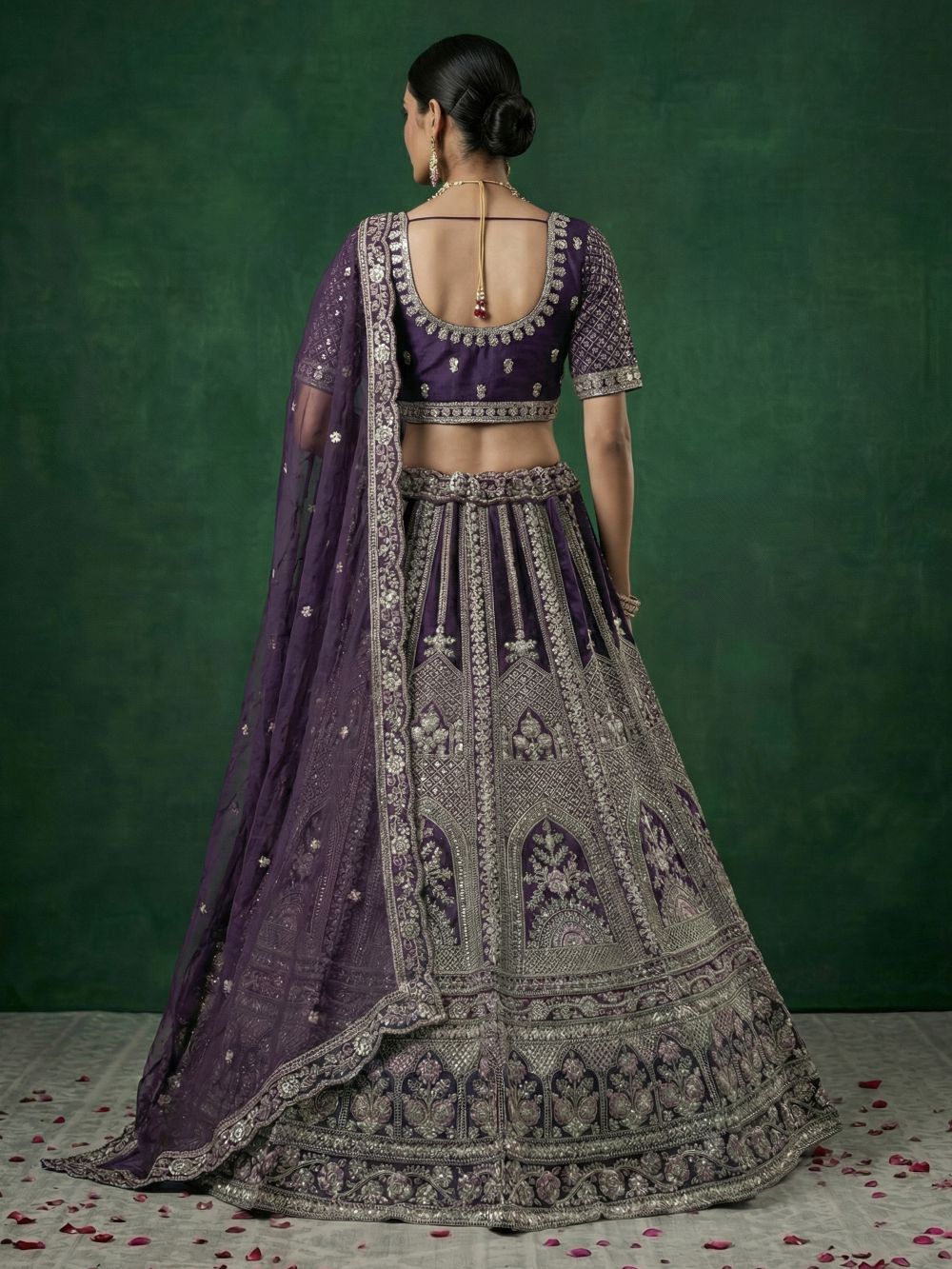 Purple Satin Wedding Lehenga — alternate view