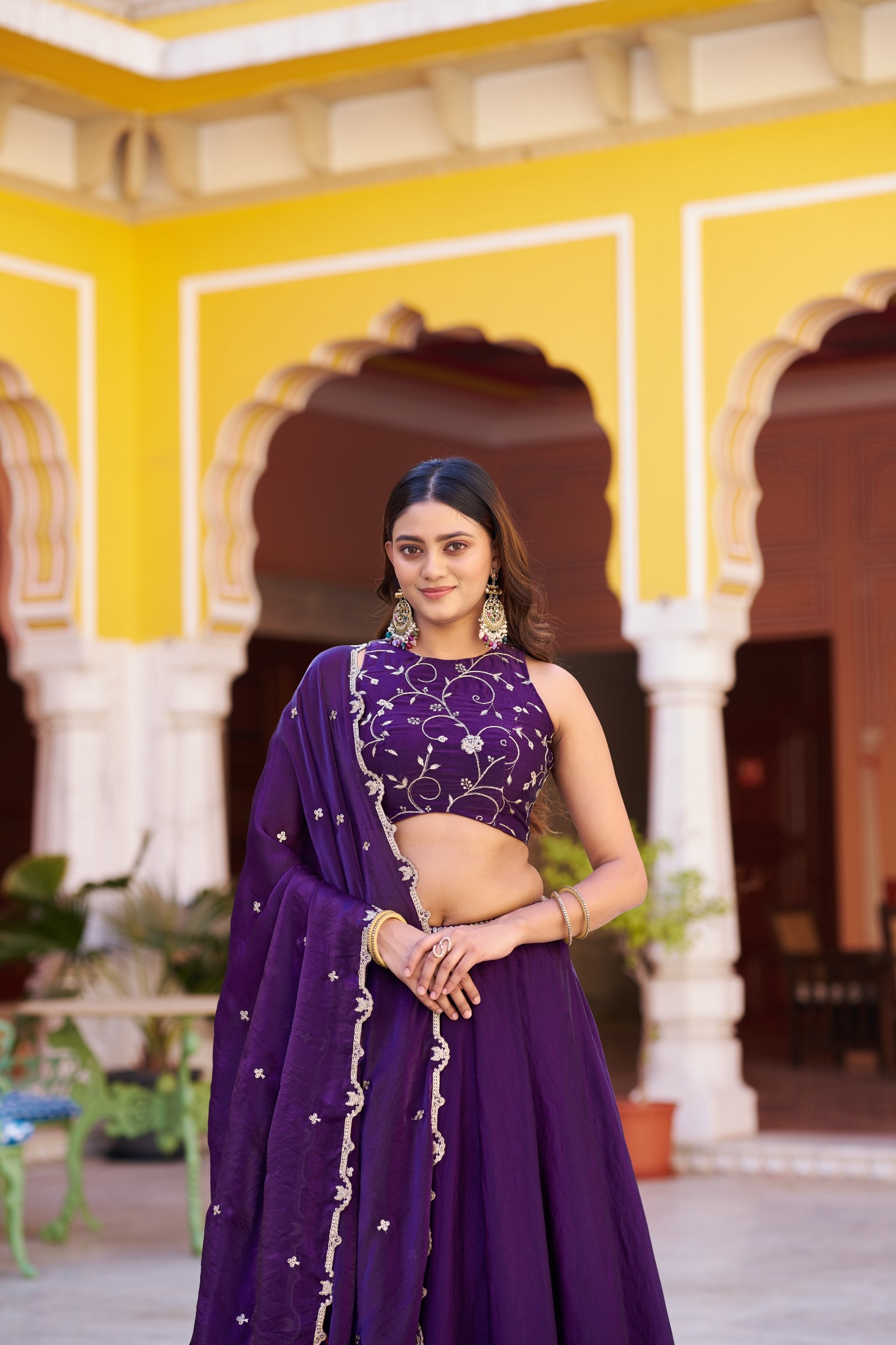 Purple Sequins Fendy Silk Lehenga Choli