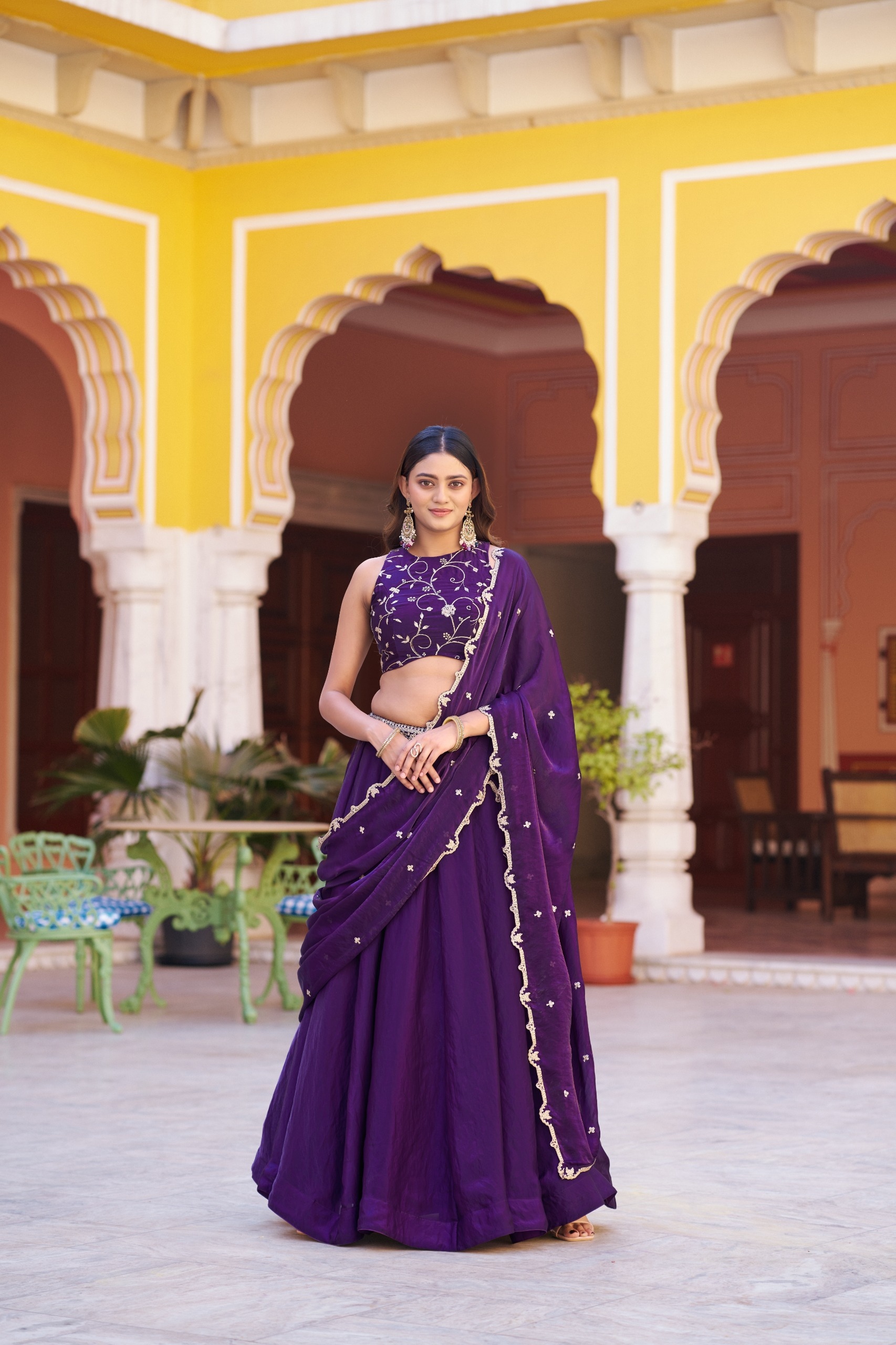 Purple Sequins Fendy Silk Lehenga Choli