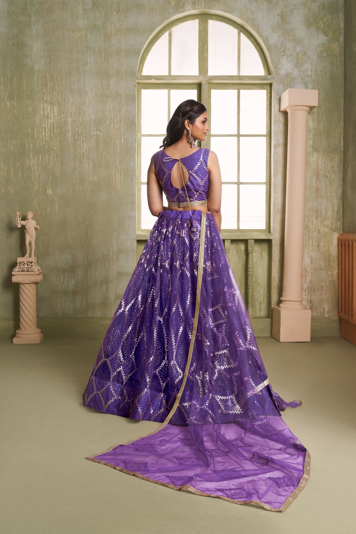 Purple Sequins Embroidered Lehenga Choli — alternate view