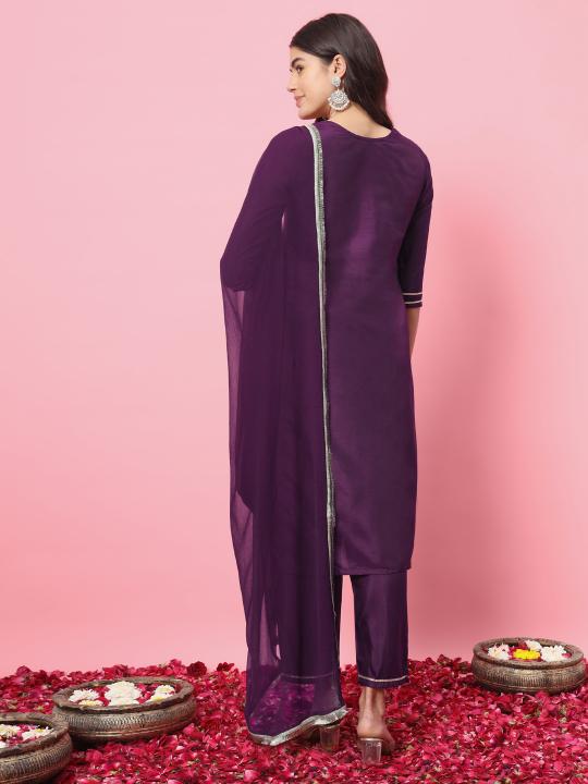 Purple Silk Blend Salwar Suit — alternate view