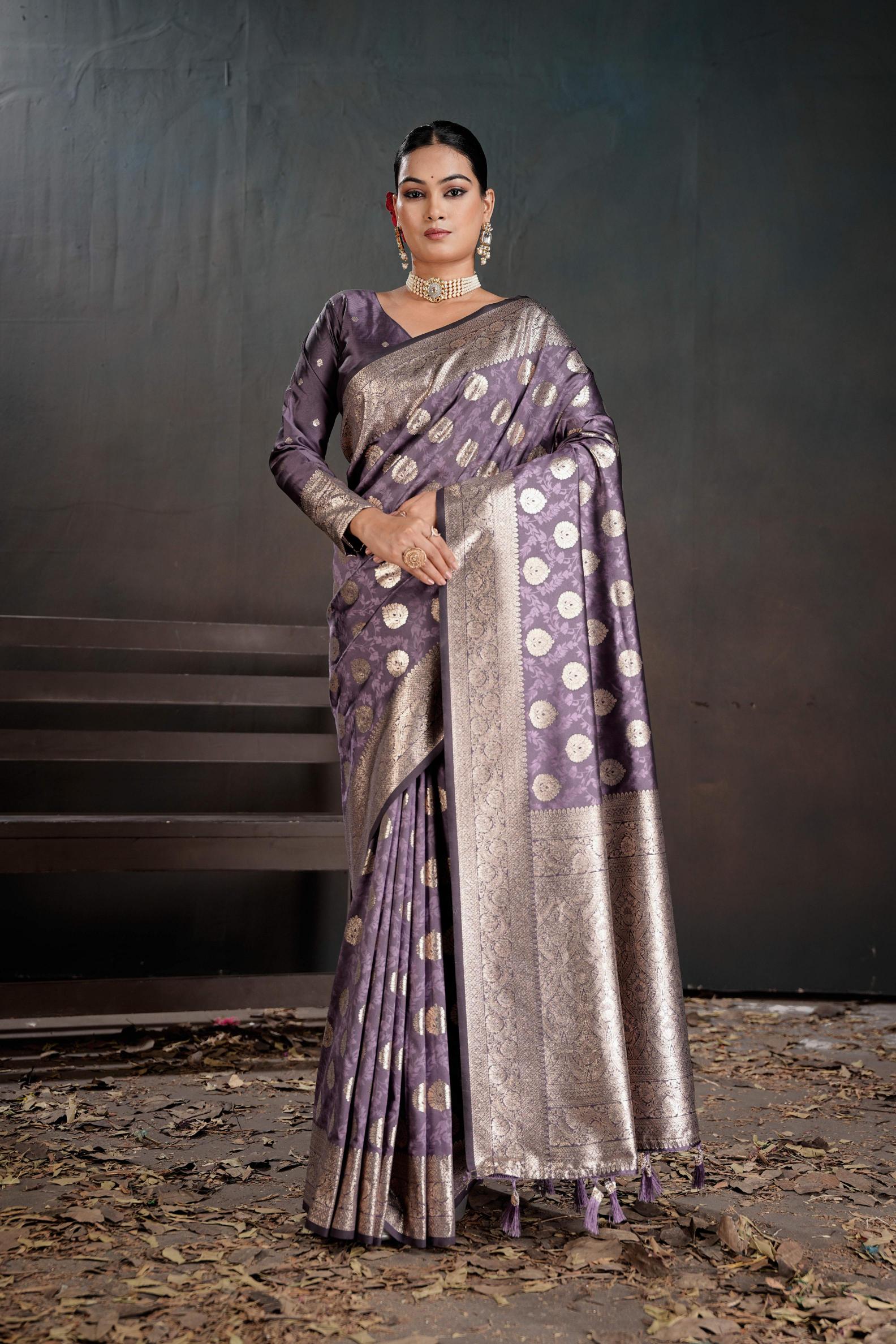 Purple Silk Jacquard work Saree