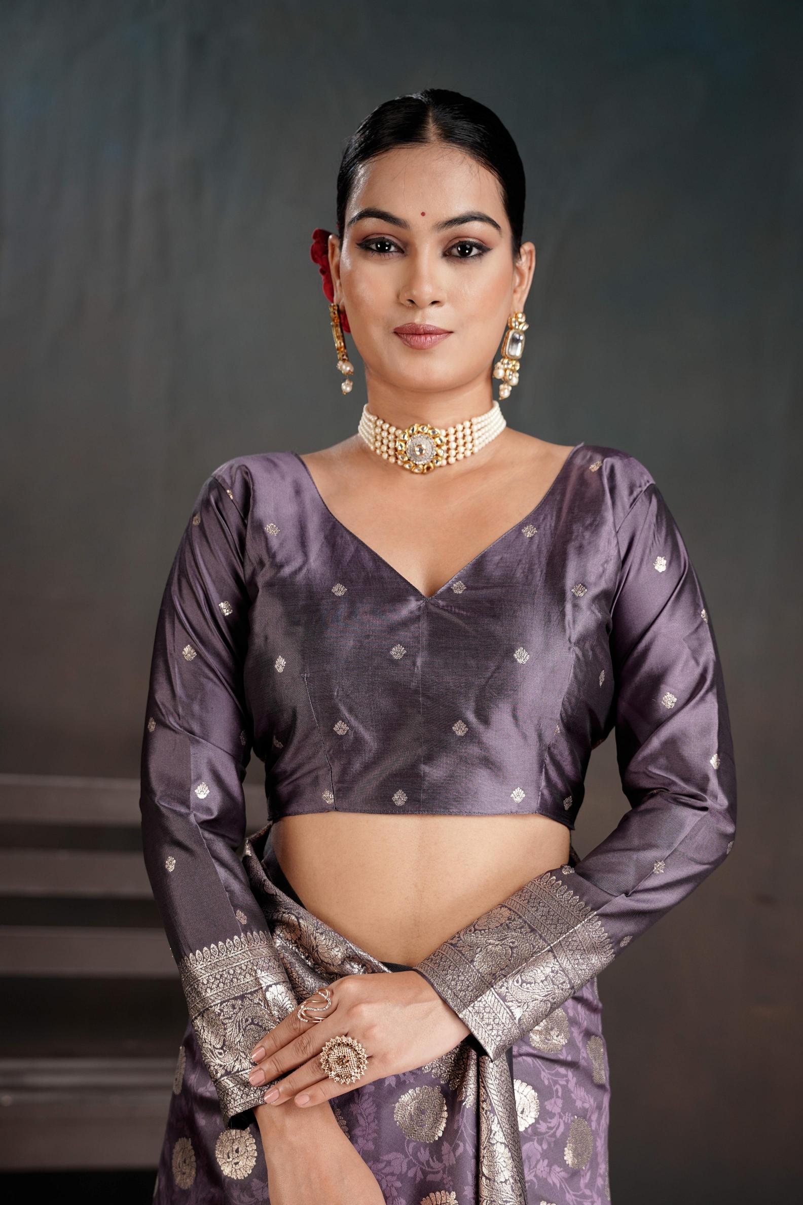 Purple Silk Jacquard work Saree