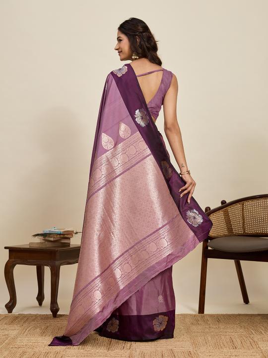 Purple Soft Silk Zari Designer Saree — alternate view