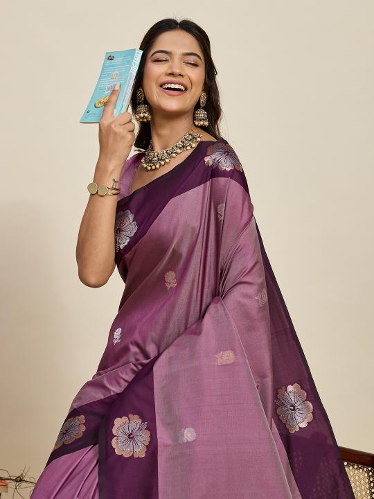 Purple Soft Silk Zari Designer Saree