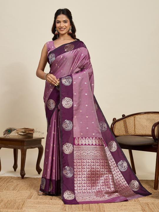 Purple Soft Silk Zari Woven Saree