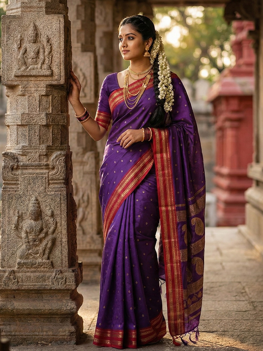 Purple Soft Silk Zari Woven Saree