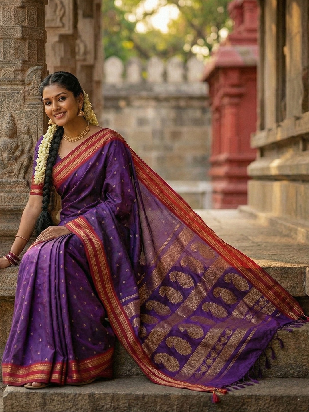 Purple Soft Silk Zari Woven Saree