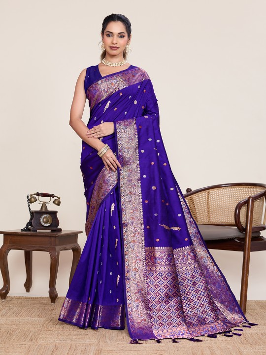 Purple Soft Silk Zari Woven Saree