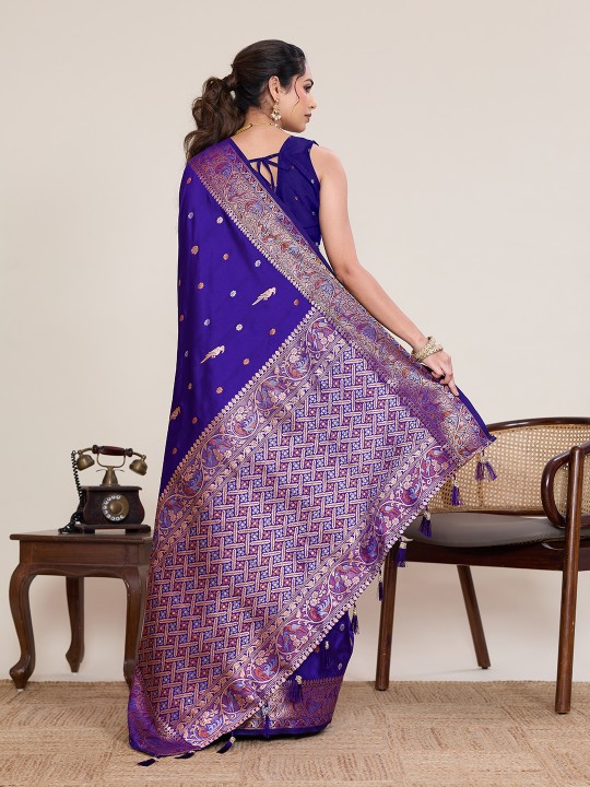 Purple Soft Silk Zari Woven Saree — alternate view