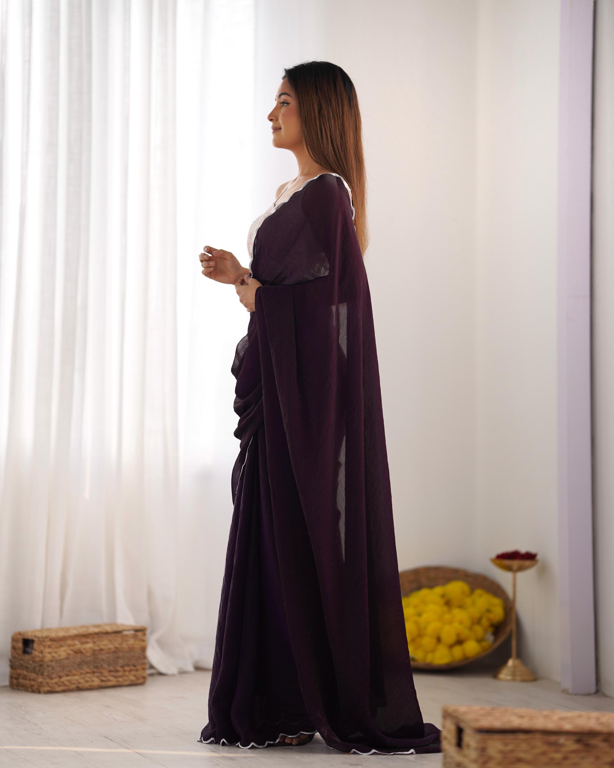 Purple Space Silk Saree — alternate view