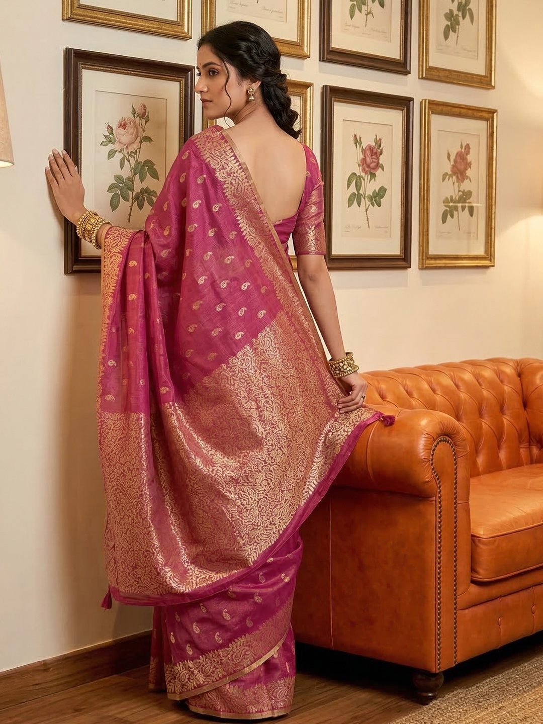 Purple Tissue Silk Woven Designer Saree
