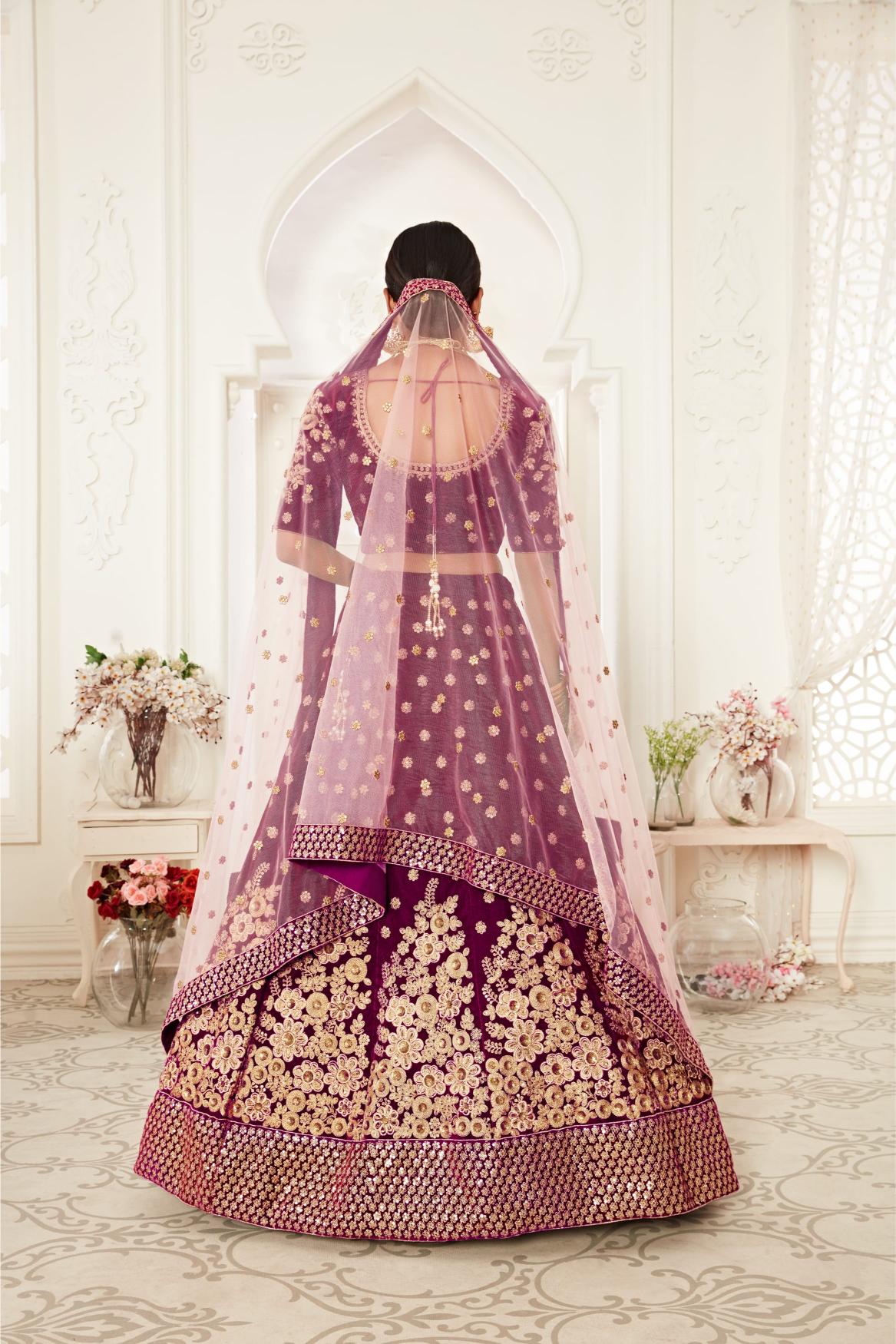 Purple Velvet Lehenga Choli — alternate view