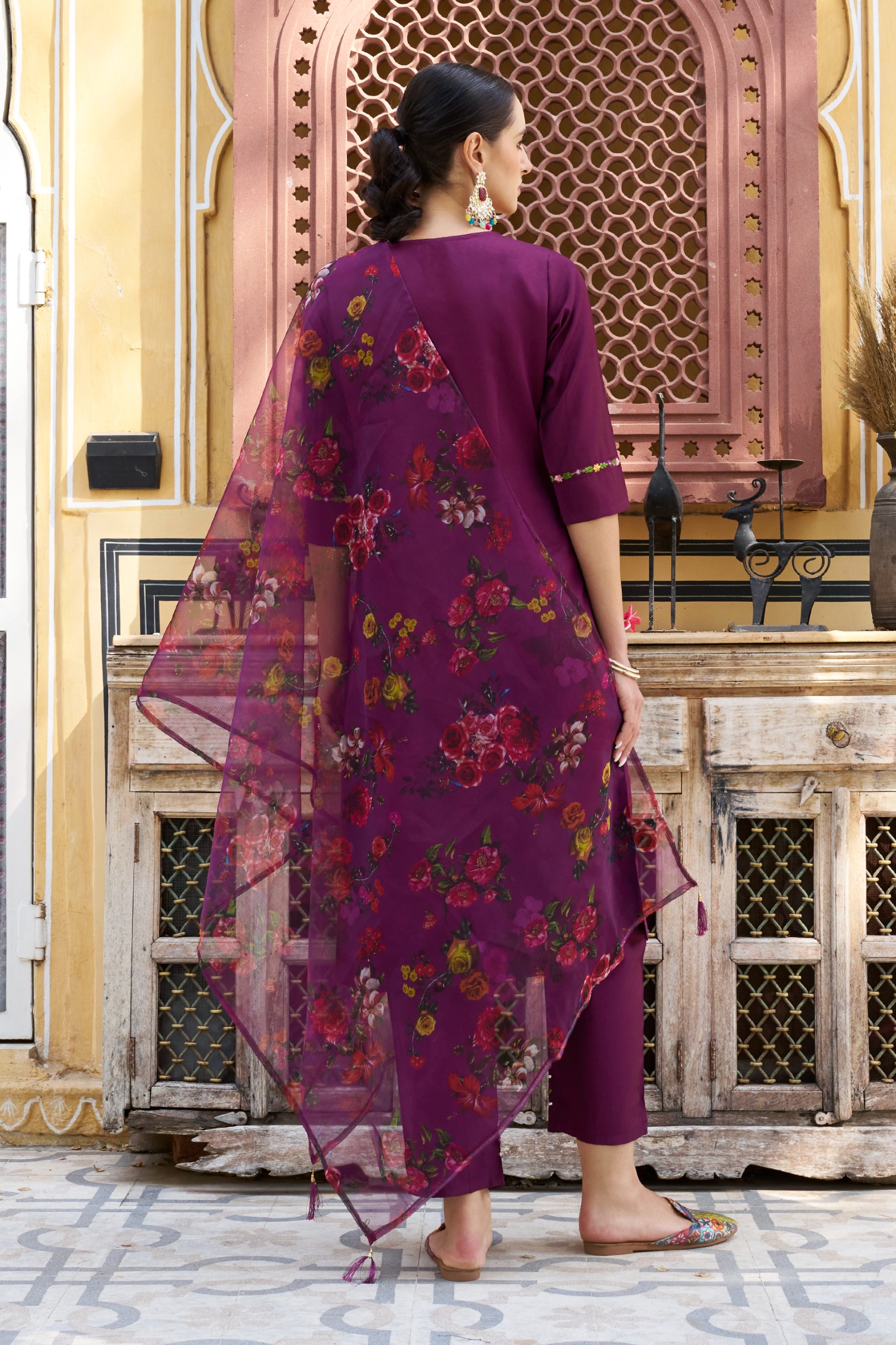 Purple Viscose Rayon Embroidered Salwar Suit — alternate view
