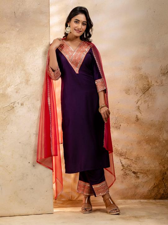 Purple Viscose Rayon Salwar Suit