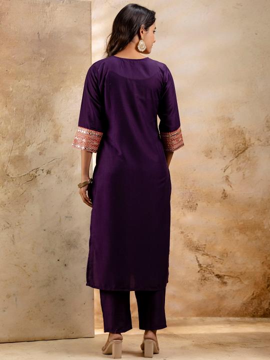 Purple Viscose Rayon Salwar Suit — alternate view
