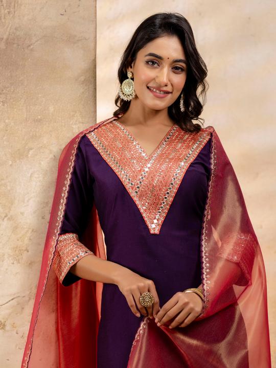 Purple Viscose Rayon Salwar Suit