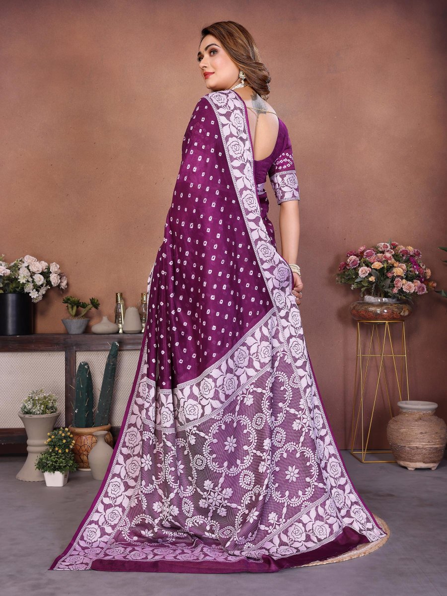 Purple Viscose Silk Printed Saree — alternate view