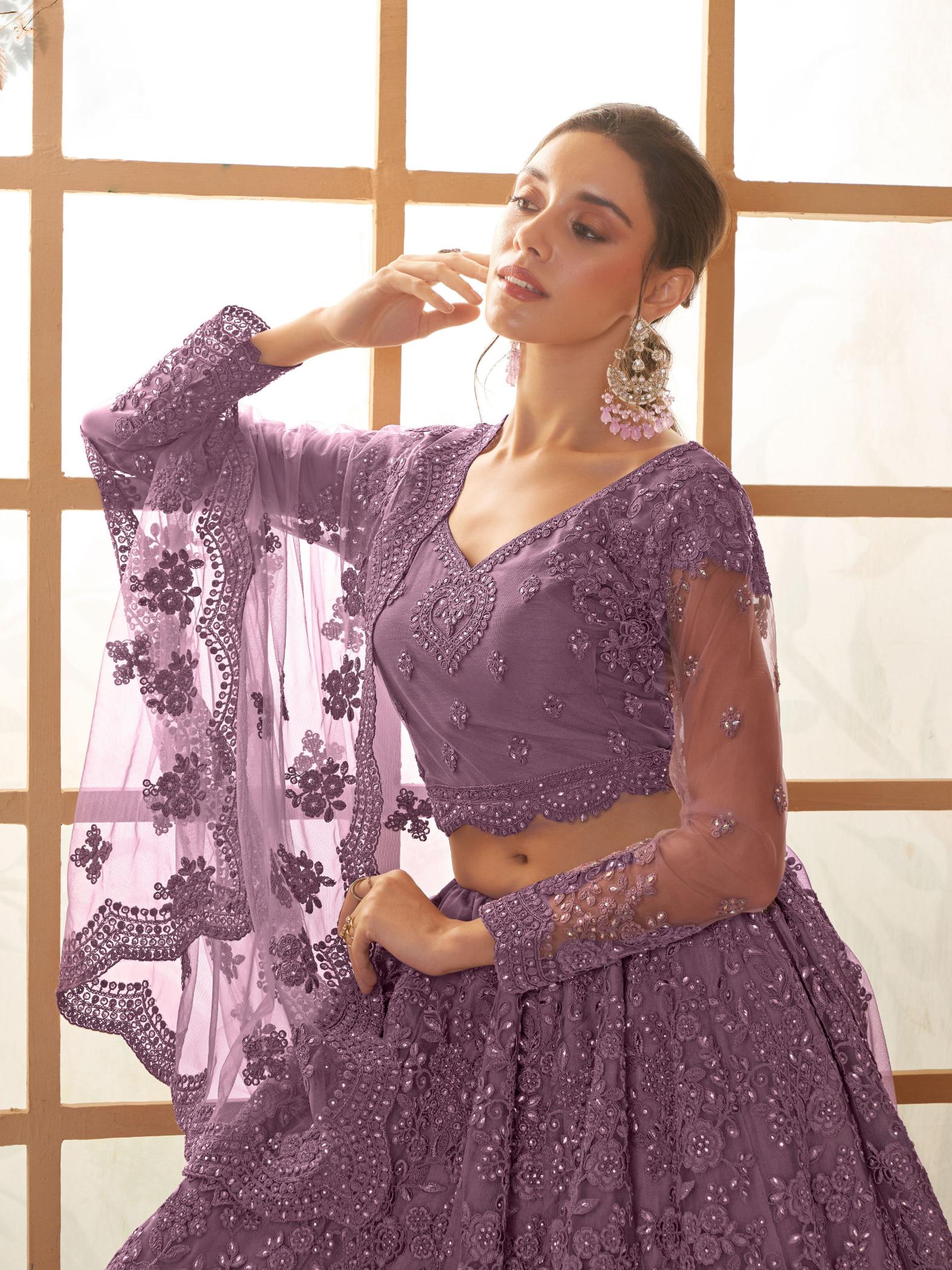 Purple Wedding Soft Net Lehenga — alternate view
