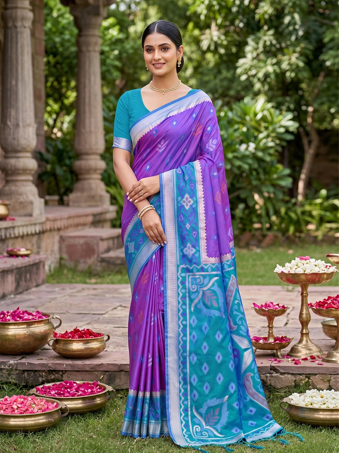 Purple Woven Designer Soft Silk Saree