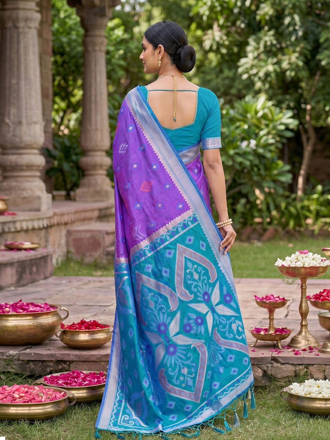Purple Woven Designer Soft Silk Saree — alternate view