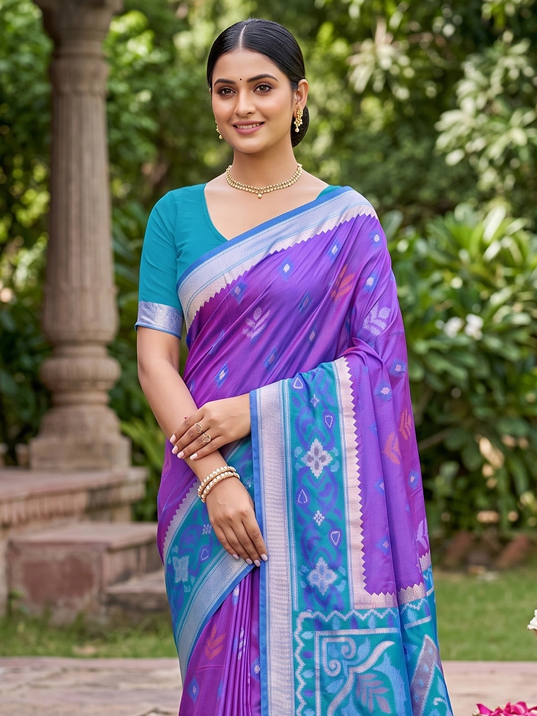 Purple Woven Designer Soft Silk Saree