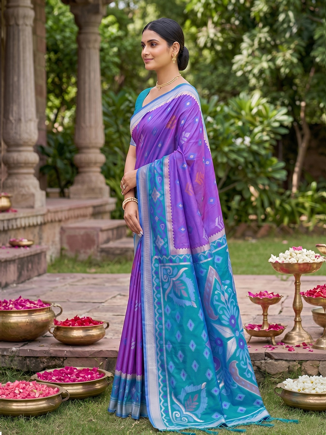 Purple Woven Designer Soft Silk Saree
