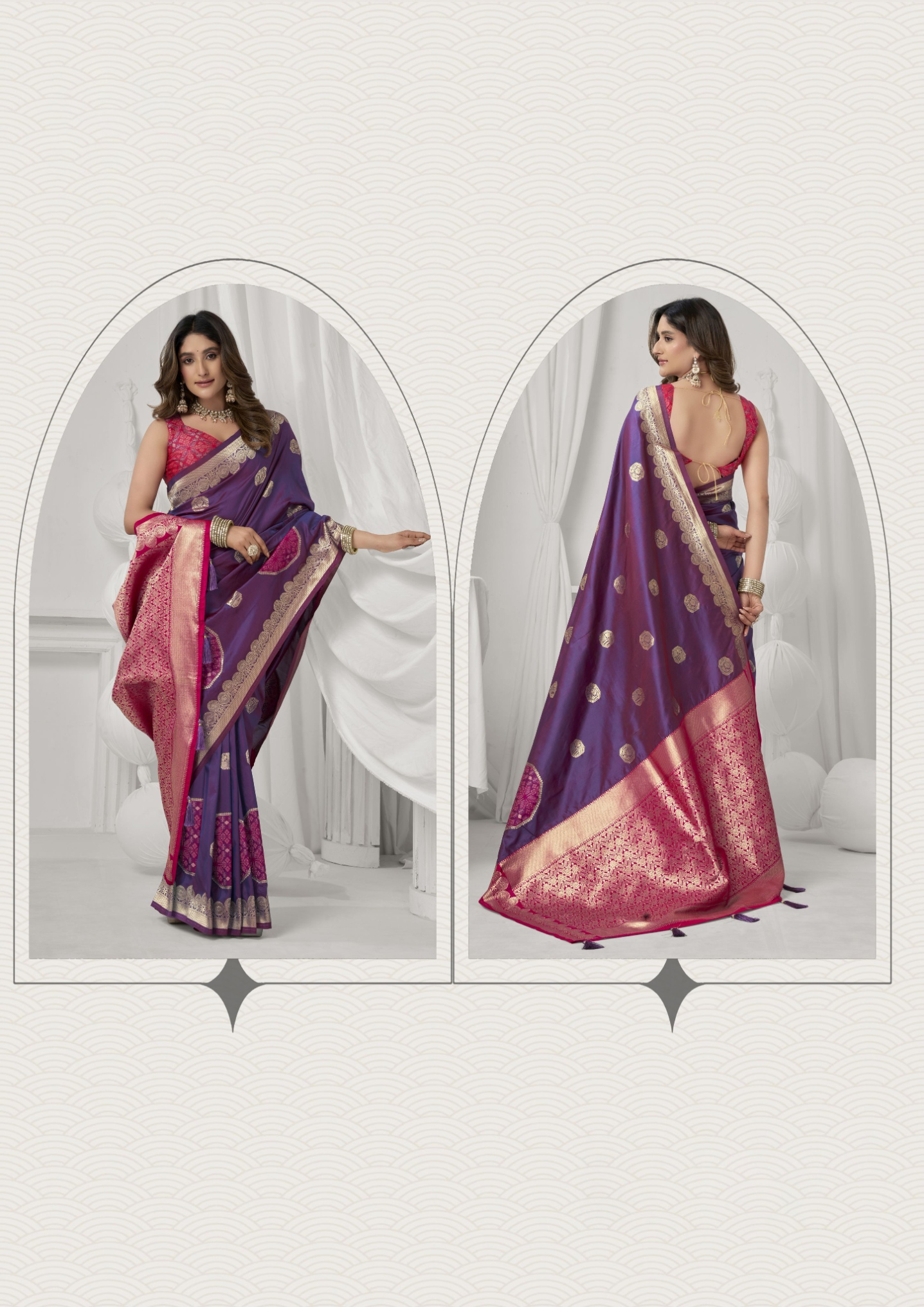 Purple Woven Jacquard Soft Silk Saree