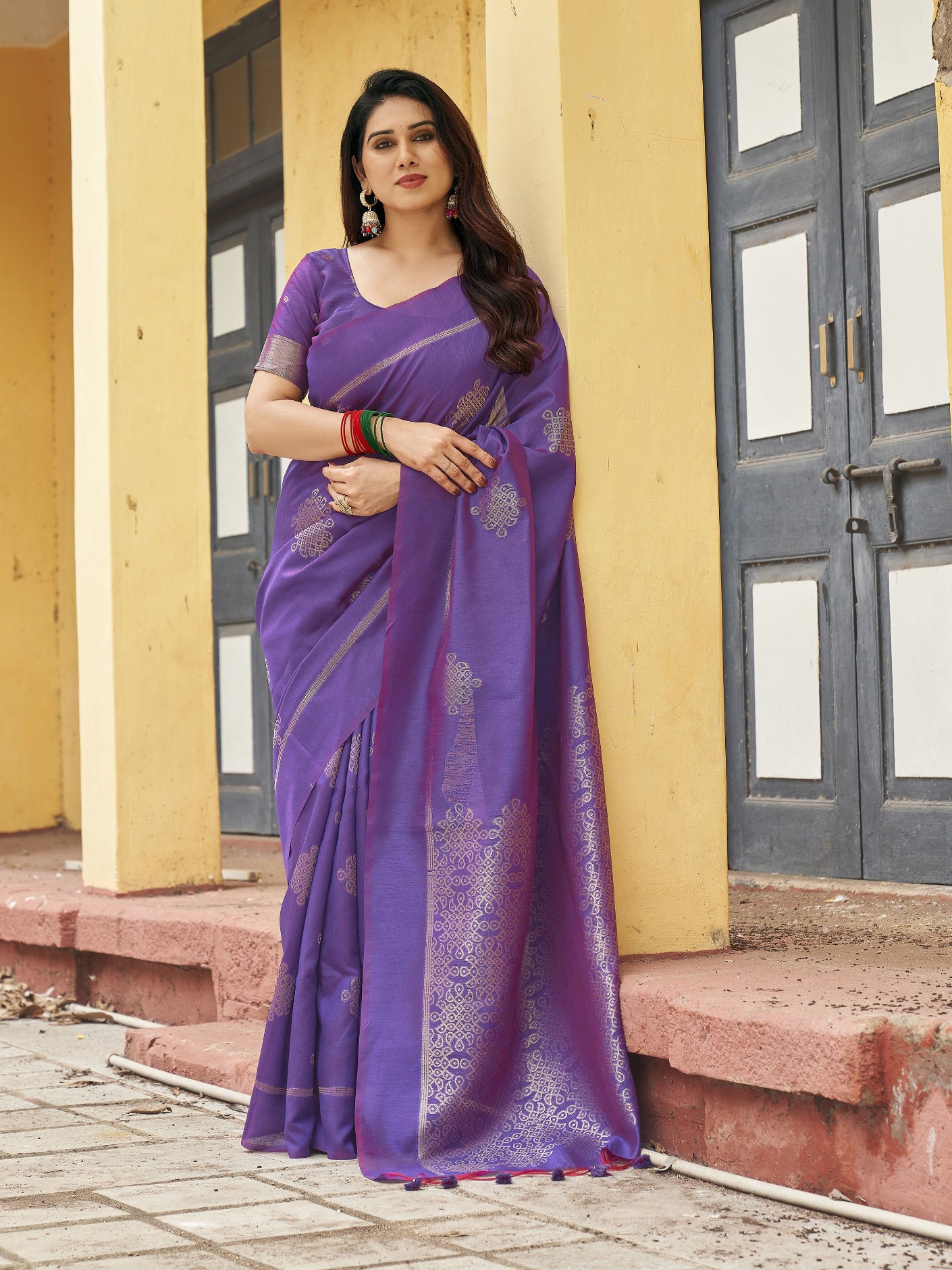 Purple Woven Paithani Pallu Khadi Raw Silk Saree