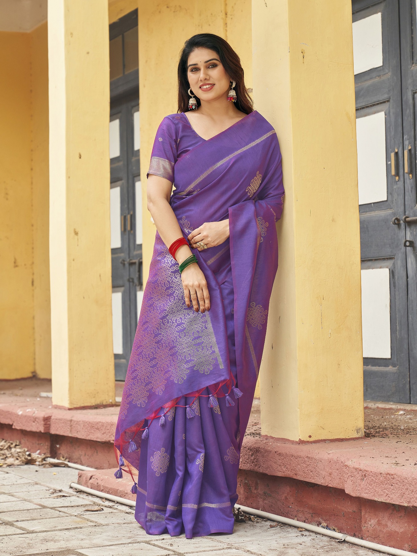 Purple Woven Paithani Pallu Khadi Raw Silk Saree