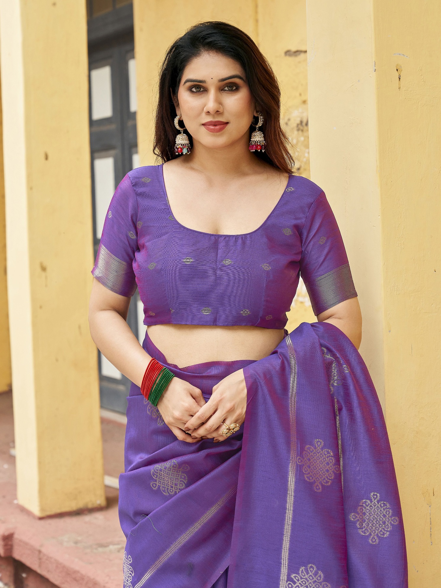 Purple Woven Paithani Pallu Khadi Raw Silk Saree