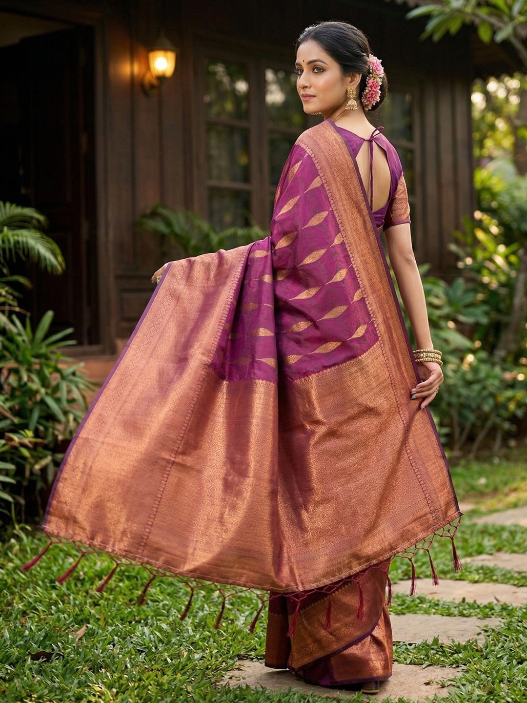 Purple Woven Silk Blend Saree — alternate view