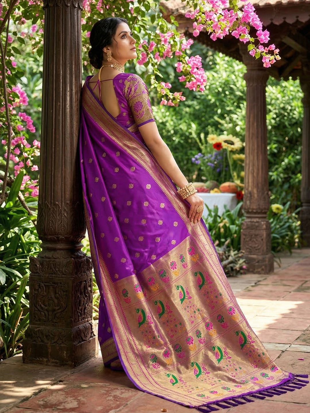 Purple Woven Soft Silk Saree