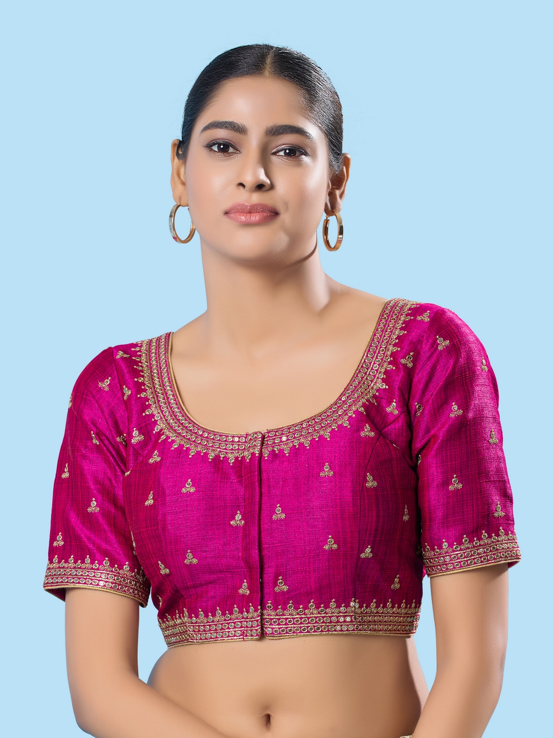 Purple Woven Zari Mulbury Silk Elbow Blouse