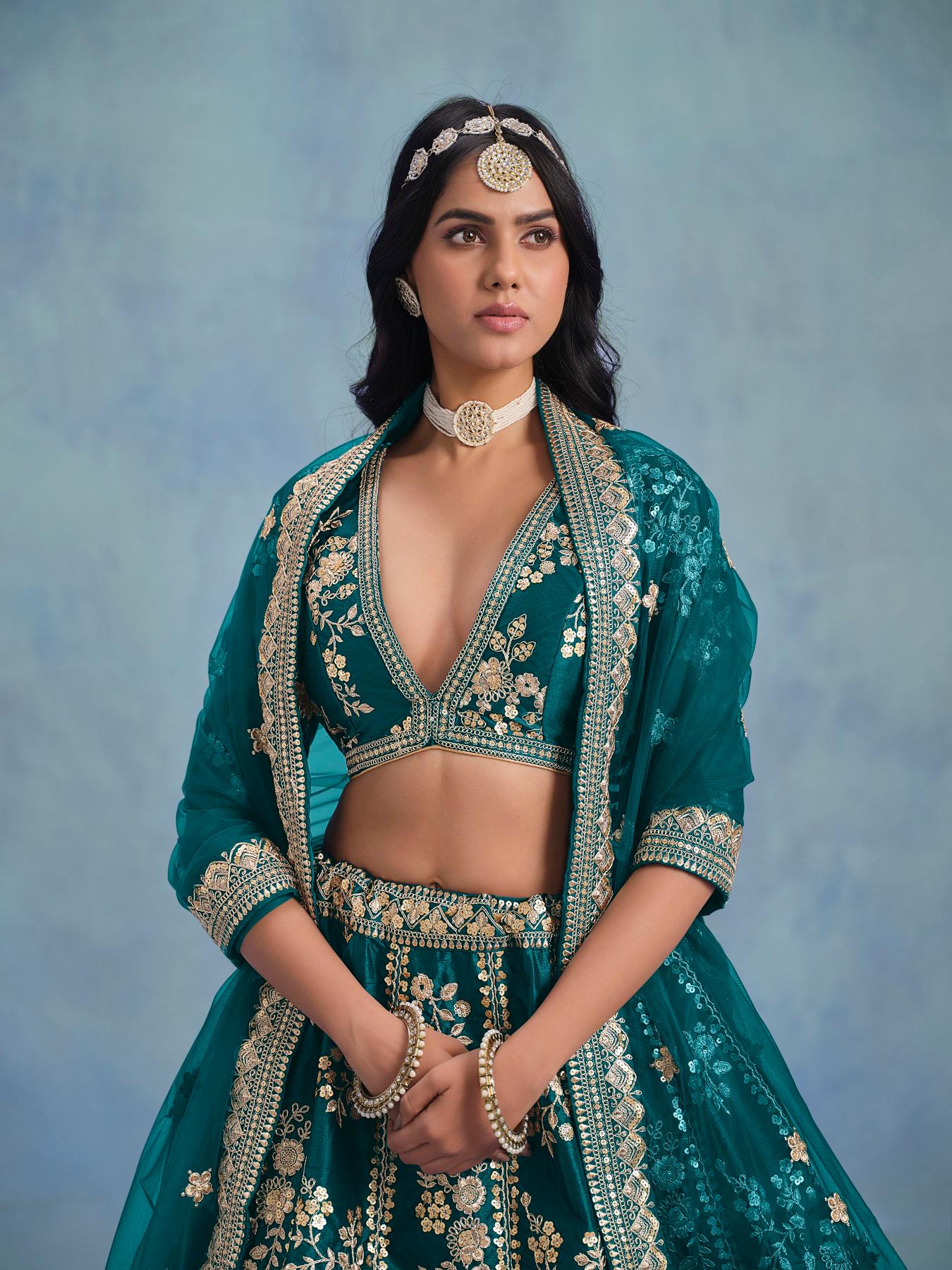 Rama Blue Art Silk Lehenga