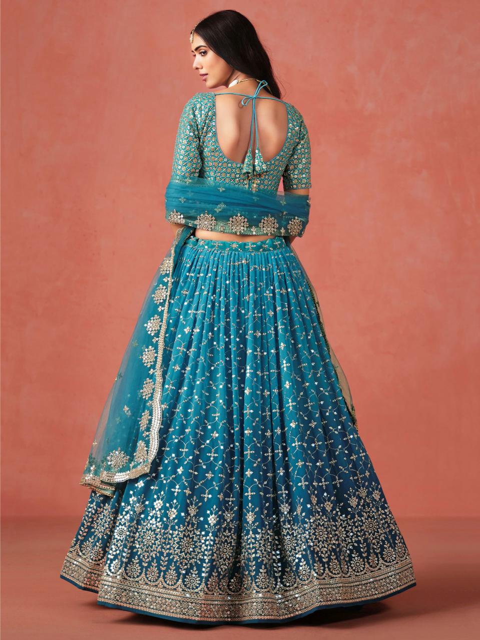 Rama Blue Georgette Festive Lehenga — alternate view