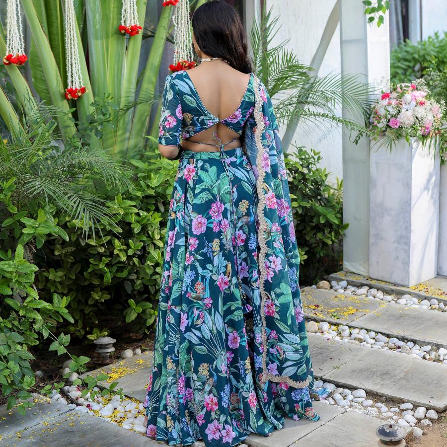 Rama Blue Printed Lehenga — alternate view