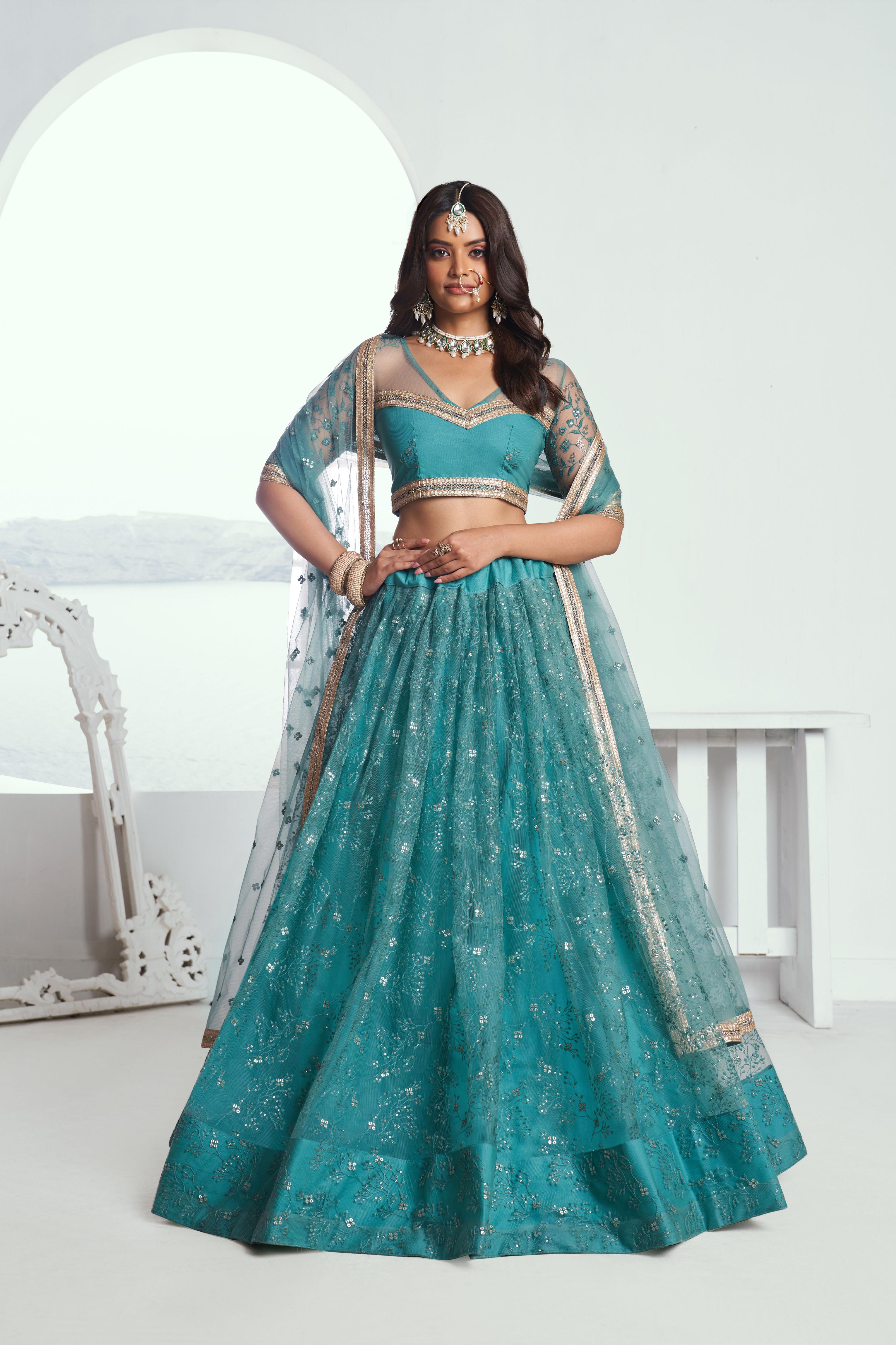 Rama Butterfly Net Umbrella Lehenga