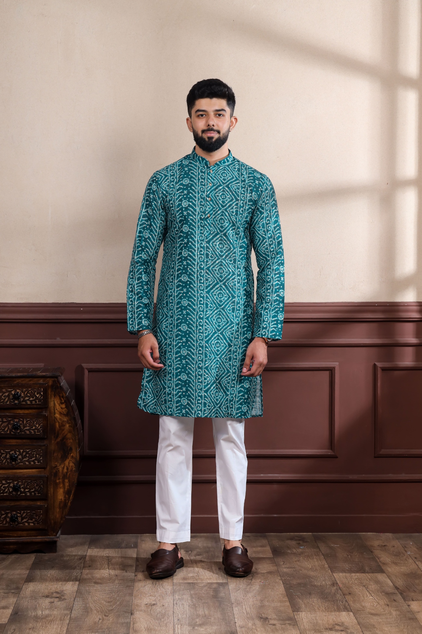 Rama Checks Printed Cotton Kurta Pyjama