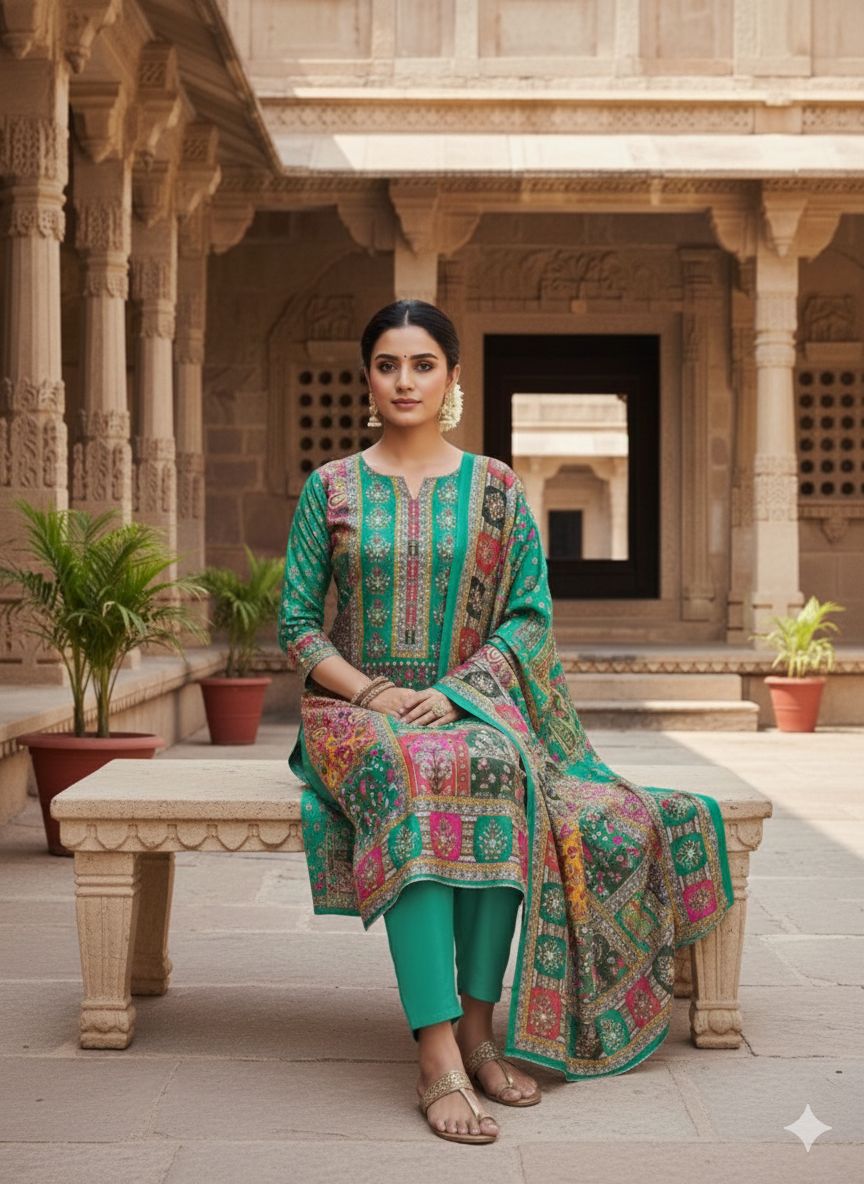 Rama Chinon Designer Printed Salwar Suit — alternate view